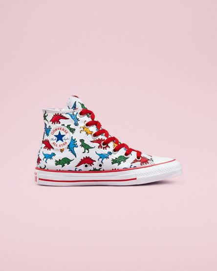 Tenisi Inalti Fete Converse Chuck Taylor All Star Dinosaurs Albi Rosii Albastri | RO QYKID418